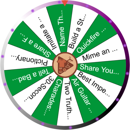 A wheel of silly games for a screen